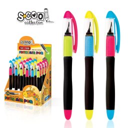 Stilou din plastic multicolor, penita inox