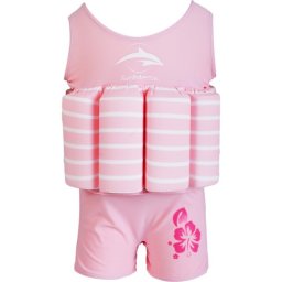 Costum inot copii cu sistem de flotabilitate ajustabil pink stripe
