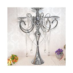 Sfesnic Argintiu Cu 6 Brate Pentru Lumanari Si Cristale Decorative
