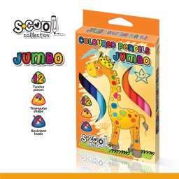 Creioane color triunghiulare JUMBO 12 culori intense