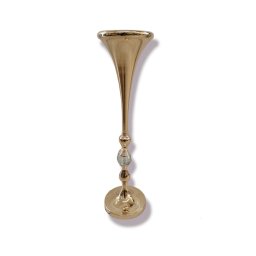 Sfesnic Auriu, Suport Lumanare Cu Accesoriu Cristal