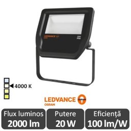 Osram Ledvance - Proiector LED de Exterior 20W IP65 4000K Alb-Neutru BK