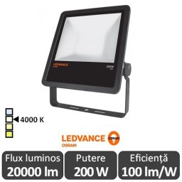 Osram Ledvance - Proiector LED de Exterior 200W IP65 4000K Alb-Neutru BK
