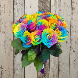 Buchet 18 trandafiri "Rainbow Roses