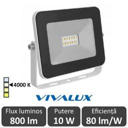 Vivalux - Proiector TREND LED de Exterior 10W IP65 4000K Alb-Neutru Culoare Alb