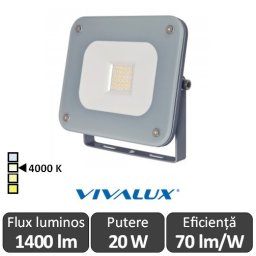 Vivalux - Proiector Z-PAD LED de Exterior 20W IP65 4000K Alb-Neutru Culoare Aluminiu