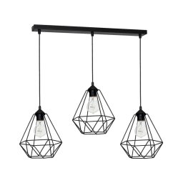 Lampă suspendată BASKET 3xE27/60W/230V negru