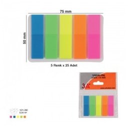 Index plastic autoadeziv 12 x 45 mm neon, 5 culori