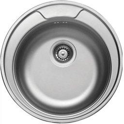 CORNETTO 1-BOWL S/S SINK, ROUND, WITH COLLAR, WITH FITTINGS, SATIN ZHC_0813