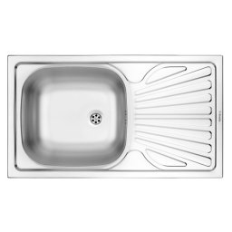 TECHNO 1-BOWL S/S SINK WITH DRAINING BOARD, WITH FITTINGS, DECOR ZMU_3110
