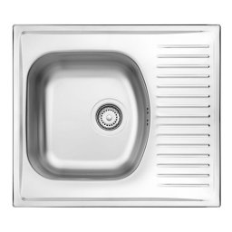 TECHNO 1-BOWL S/S SINK WITH SHORT DRAINING BOARD, WITH FITTINGS, DECOR ZMU_3113