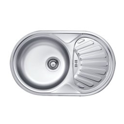 TWIST 1-BOWL S/S SINK WITH DRAINING BOARD, WITH FITTINGS, DECOR ZEU_311B