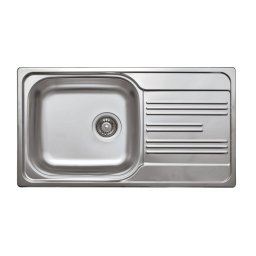 XYLO 1-BOWL S/S SINK WITH DRAINING BOARD, WITH FITTINGS, SATIN ZEX_0113
