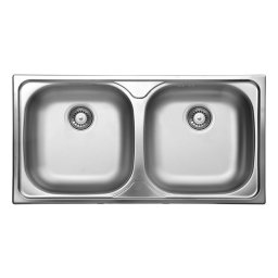 XYLO 2-BOWL S/S SINK, WITH FITTINGS, DECOR ZEX_3203