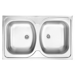TANGO 2-BOWL LAY-ON S/S SINK WITHOUT DRAINING BOARD, IRREVERSIBLE, WITH FITTINGS, DECOR ZM5_320N