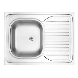 TANGO 1-BOWL LAY-ON S/S SINK WITH DRAINING BOARD, RIGHT, WITH FITTINGS, DECOR ZM6_311P