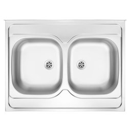 TANGO 2-BOWL LAY-ON S/S SINK WITHOUT DRAINING BOARD, 800X600, WITH FITTINGS, DECOR ZM6_3200