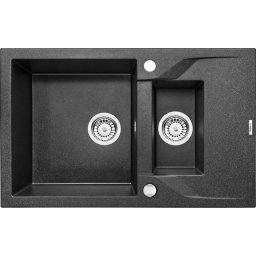 ANDANTE GRAPHITE GRANITE SINKS 1,5 BOWL WITH DRAINER WITH FITTING ZQN_2513