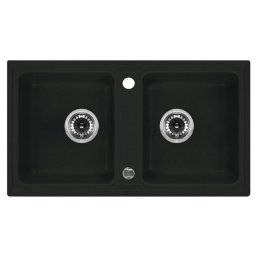 ZORBA 2-BOWL SINK WITHOUT DRAINING BOARD, WITH FITTINGS, GRAPHITE GRANITE ZQZ_2203