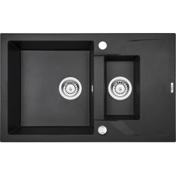 ANDANTE GRAPHITE METALIC GRANITE SINK 1,5 BOWLS WITH DRAINER WITH FITTING ZQN_G513