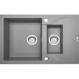 ANDANTE GREY METALIC GRANITE SINK 1,5 BOWLS WITH DRAINER WITH FITTING ZQN_S513