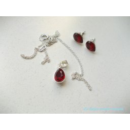 Set cercei şi pandantiv din argint cu Cristale Swarovski Fancy Picătură Siam