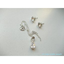 Set cercei cu şurub şi pandantiv cu Cristale Swarovski Fancy picătură Crystal