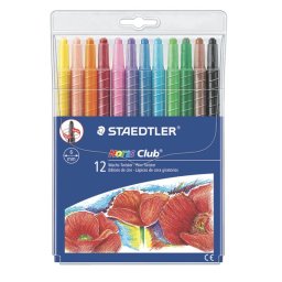Set de 12 creioane colorate NORIS TWISTER cu mina de ceara