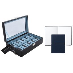 Cutie 10 ceasuri Bond Blue by Friedrich, made in Germany, si Note Pad Hugo Boss - personalizabil