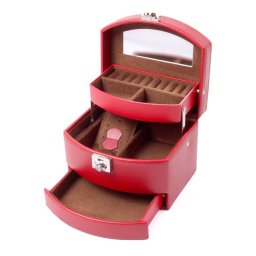 Cutie Bijuterii Intense Red piele naturala By Friedrich , Made in Germany - personalizabil