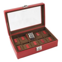 Cutie 10 Ceasuri piele naturala Cordoba Red by Friedrich - made in Germany