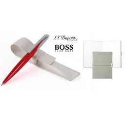 Set Red Royale S.T. Dupont Etui si Pix si Note Pad Light Grey Hugo Boss