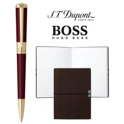 Set Pix S.T. Dupont Liberte Red Lacquer Yellow Gold si Note Pad Burgundy Hugo Boss