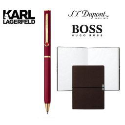 Set Pix DUPONT Lotus Red Lacquer and Gold by Karl Lagerfeld si Note Pad Burgundy Hugo Boss