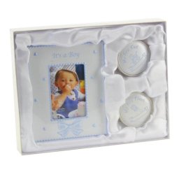 Set cadou rama foto, cutiuta prima suvita si cutiuta primul dintisor Blue Juliana