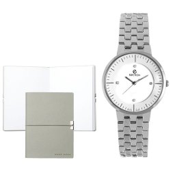 Set CEAS ELECTION PREMIUM SLIM LINE , SILVER S si Note Pad Grey HUGO BOSS