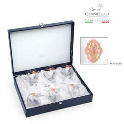 Set 6 Pahare Vin Arabesque Pink Gold Plated by Chinelli - made in Italy