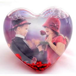 Glob foto inima personalizat cu recipient