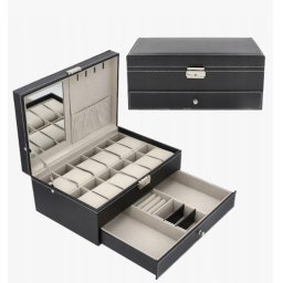 Caseta Organizator, Piele Ecologica, 12 Compartimente Pentru Ceasuri