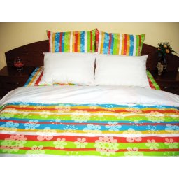 Lenjerie de pat Multicolor Duo White CV, 2 persoane, calitate I, gama Lenjerii CriDesign