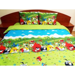 Lenjerie de pat de LUX Angry Birds - Duo Green, bumbac de calitate I