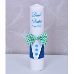 Lumanare de botez personalizata Papion