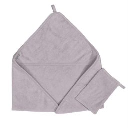 Prosop cu gluga si manusa de baie 100 % bumbac Soft Grey