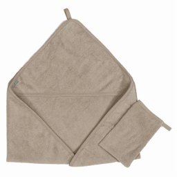 Prosop cu gluga si manusa de baie 100 % bumbac Sand
