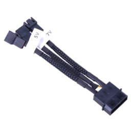 Cablu adaptor Phobya splitter multi-conector de la Molex 4pini la 3x3-pini 5V/7V/12V 10cm - black sleeving, 87490