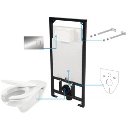Vital Set 6 in 1 vas WC, capac, cadru, clapeta, sistem prindere si membrana acustica - CDVS6WPW