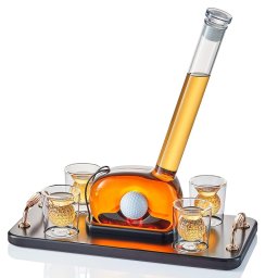 Decantor Golf cu 4 pahare mingi de golf Suport de lemn