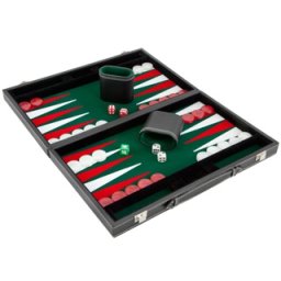 Set joc table Backgammon in stil Casino Mediu - 45x57 cm - Verde