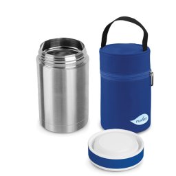Termos inox mancare solida 500 ml + husa - argintiu