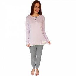 Pijamale Dama din Bumbac Interlok 100% Snelly L'Originale Model 'Spring Of Lilac'